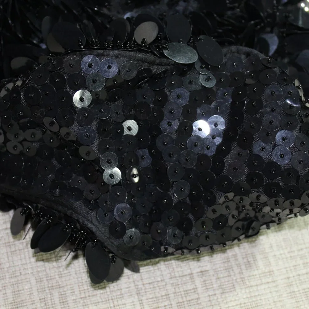 Vintage Nicole Lee Collection Black Large Sequin Hand Bag